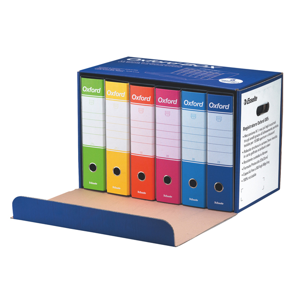 1x Scatola 6 registratori OXFORD G85 colori assortiti ESSELTE