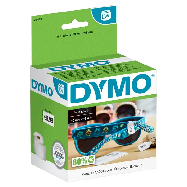 1x Etichette LW per gioielli 10x19mm bianco Dymo