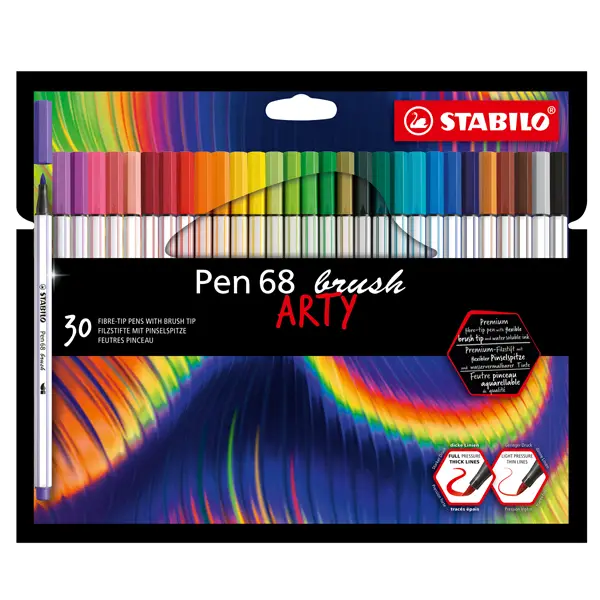 1x Astuccio 30 pennarelli PEN 68 Brush ARTY Line Stabilo