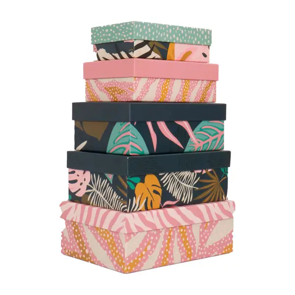 1x Set 5 scatole regalo in cartone fantasia Breeze