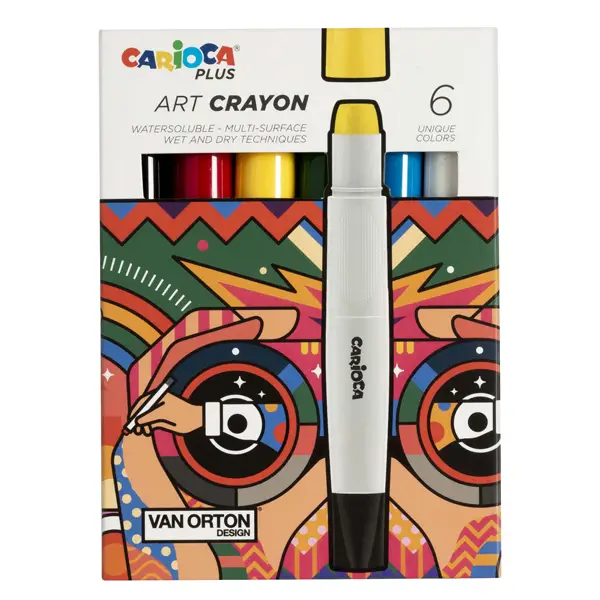 1x Astuccio 6 pastelli a cera colori assortiti Carioca Plus