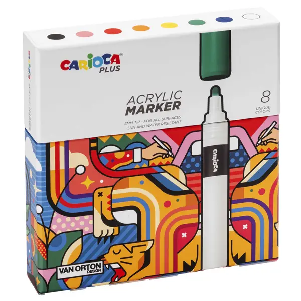 1x Astuccio 8 marcatori acrilici colori assortiti Carioca Plus
