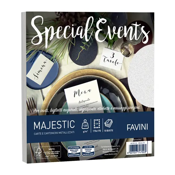 1x 10 buste Special Events 120gr 170x170mm bianco 01 Favini