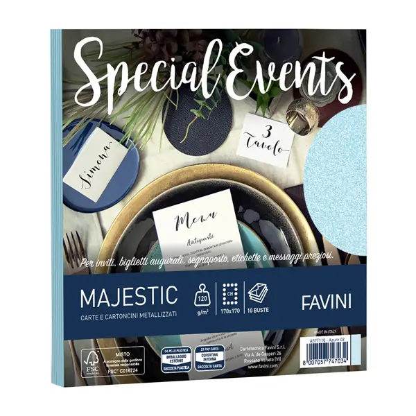 1x 10 buste Special Events 120gr 170x170mm azzurro 02 Favini