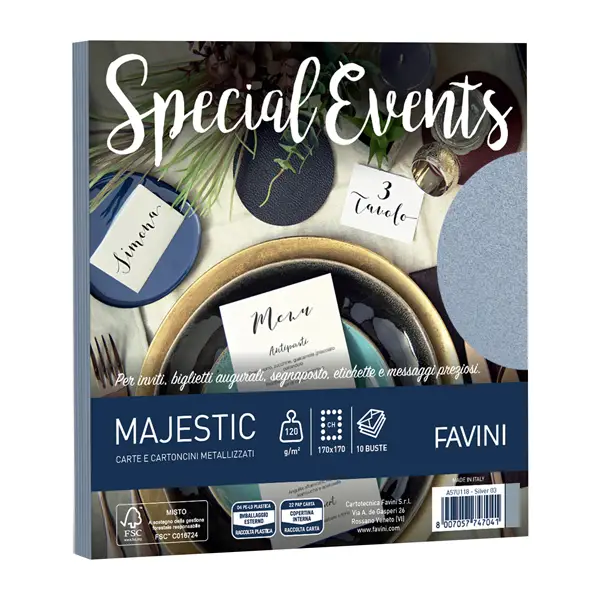 1x 10 buste Special Events 120gr 170x170mm argento 03 Favini