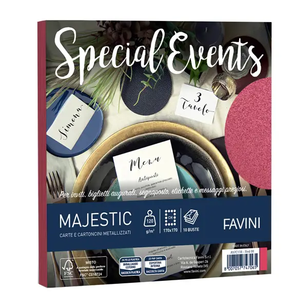 1x 10 buste Special Events 120gr 170x170mm rosso 08 Favini