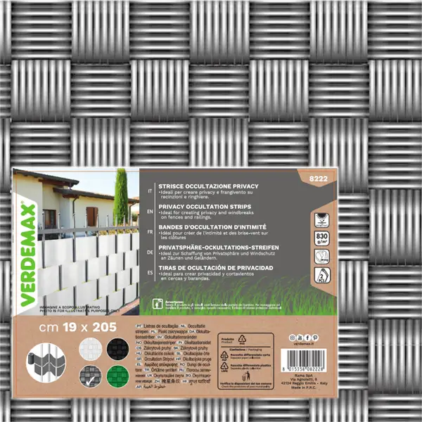 1x Striscia occultazione privacy 19x205cm grigio Verdemax