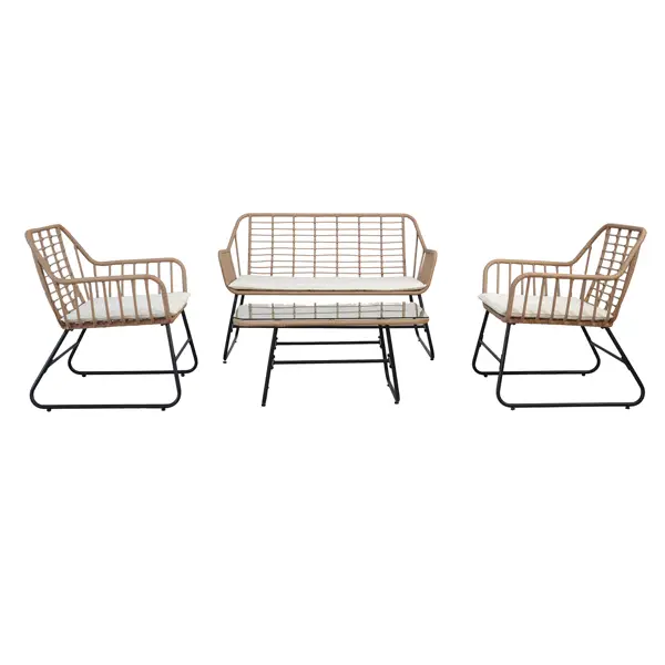 1x Salotto Cebu polyrattan color naturale - set 4 elementi