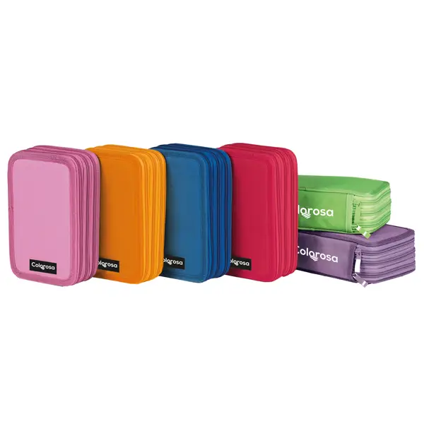 6x Astuccio 3 zip Colors 13x20x7.5cm colori assortiti Colorosa