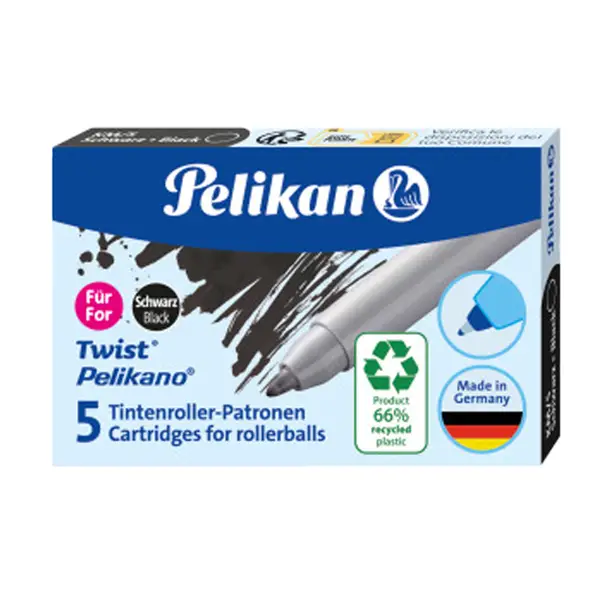 10x Scatola 5 cartucce sferografica KM5 ECO nero Pelikan