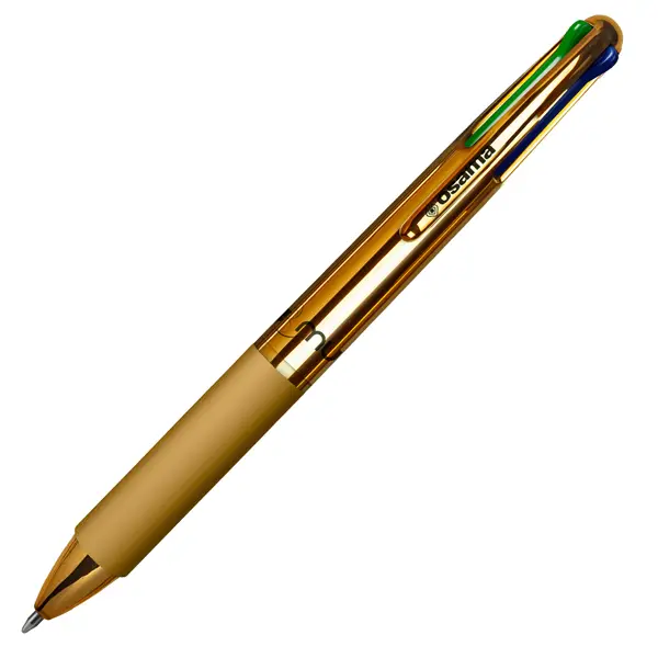 12x Penna sfera 4 colori 4 Multi 1.0mm Chrome metallic gold OSAMA