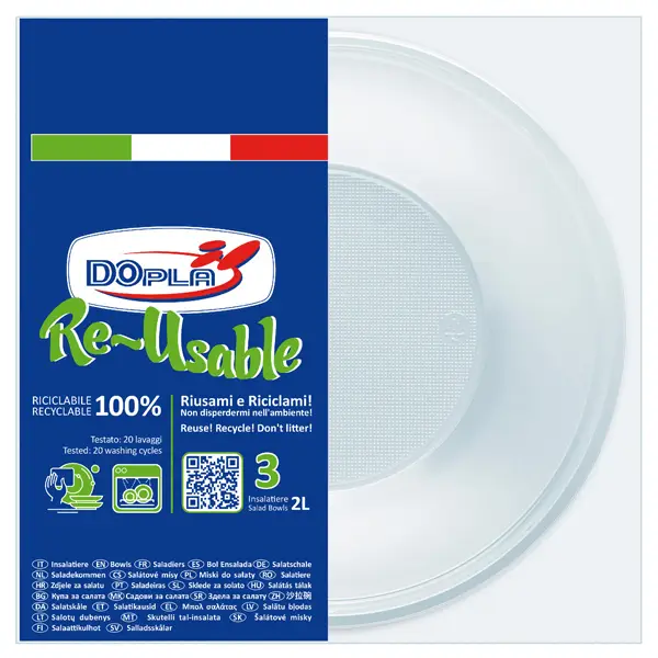 1x 3 Insalatiere 2lt in PS Reuse bianco Dopla