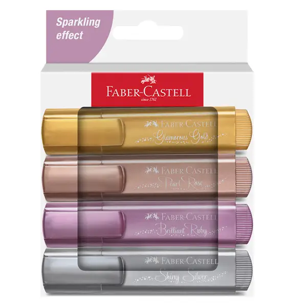 1x Astuccio 4 evidenziatori Textliner 46 colori assortiti metallic Faber Castell