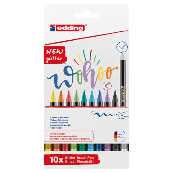 1x Astuccio 10 pennarelli brush 1340 colori glitter assortiti Edding