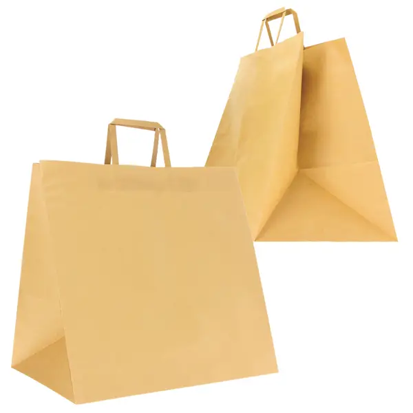 1x Scatola 100 Shoppers carta craft 40x35x35cm Flat Maxi Plus avana