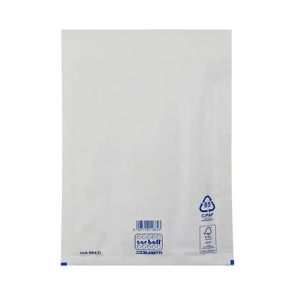 1x 10 Buste imbottite Sacboll in carta bianca D 20X32cm BLASETTI