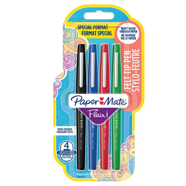 1x Astuccio 4 colori Classic pennarello Flair Nylon Papermate
