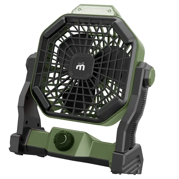 1x Ventilatore portatile con luce LED da campeggio D12 cm MF 0612VL