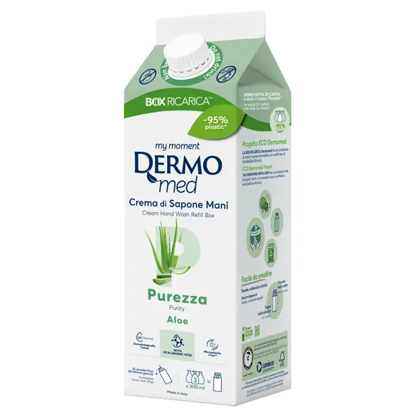 1x Ricarica crema di sapone mani aloe 900ml Dermomed
