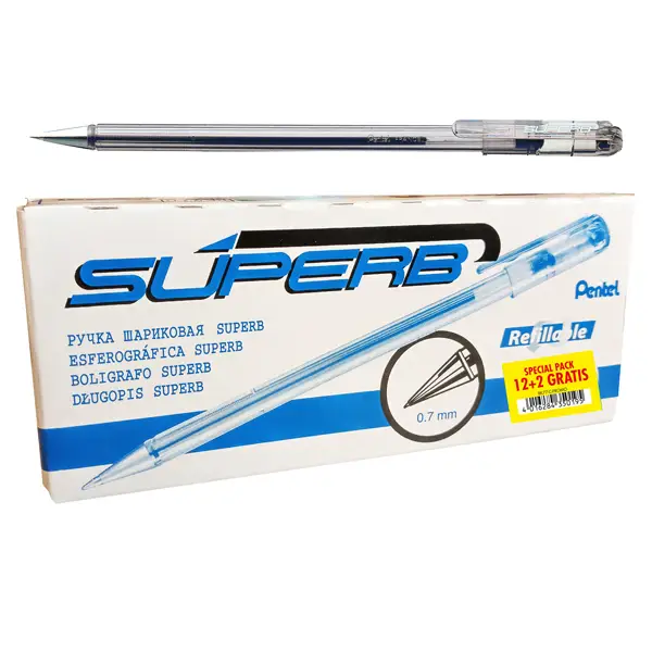 1x 12+2pz penna sfera SuperB BK77 promopack blu 0.7mm Pentel