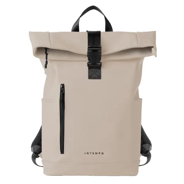1x Zaino Roll-top Drop gomma antipioggia dim. 30x42x14cm crema InTempo