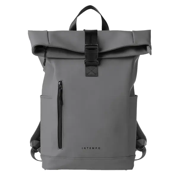 1x Zaino Roll-top Drop gomma antipioggia dim. 30x42x14cm grigio InTempo