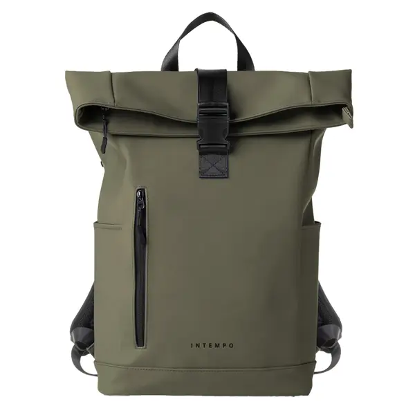 1x Zaino Roll-top Drop gomma antipioggia dim. 30x42x14cm verde InTempo