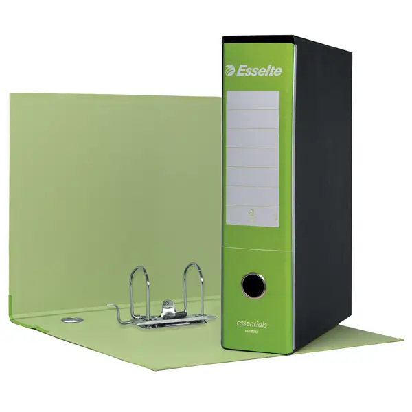 6x Registratore ESSENTIALS G75 verde chiaro dorso 8cm f.to protocollo ESSELTE