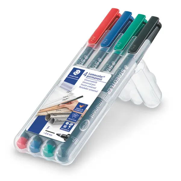 1x BUSTA 4 PENNARELLI LUMOCOLOR PERMANENT 318 F 0.6MM