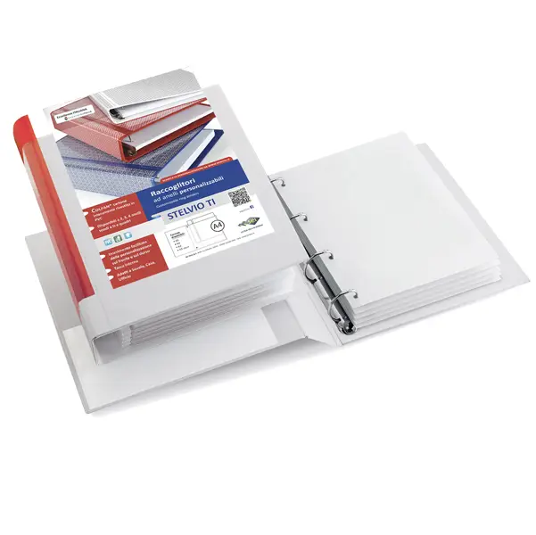 1x Raccoglitore STELVIO TI 30 A4 4D 22x30cm bianco personalizzabile SEI ROTA