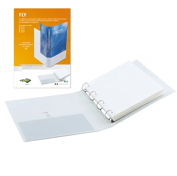 1x Raccoglitore FLY 40 A4 4D 22x30cm personalizzabile bianco SEI ROTA