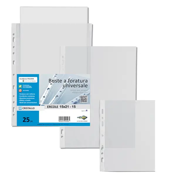 1x 25 BUSTE FORATE 15X21-15 ERCOLE PVC SEI ROTA