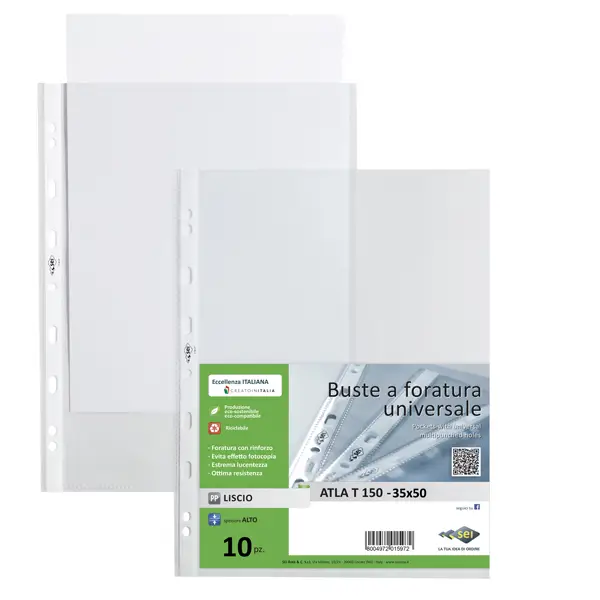 1x 10 buste forate ATLA T 150 35x50cm liscio SEI ROTA