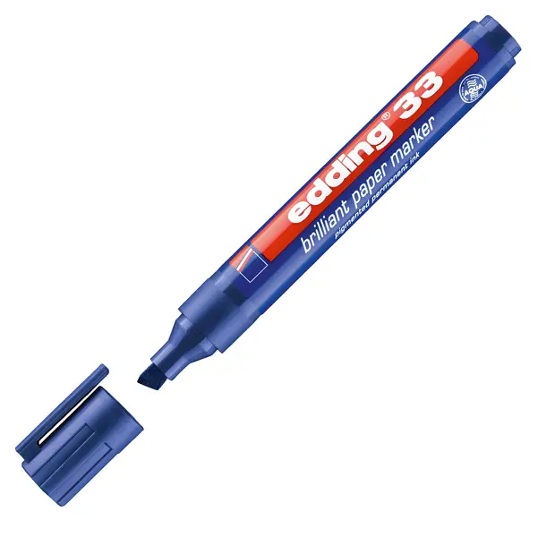 1x MARCATORE EDDING 33 PERMANENTE PUNTA SCALPELLO BLU