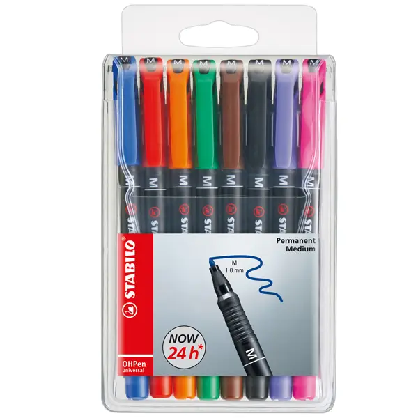 1x BUSTA 8 PENNARELLI STABILO OHPEN 843 PERMANENTE MEDIO