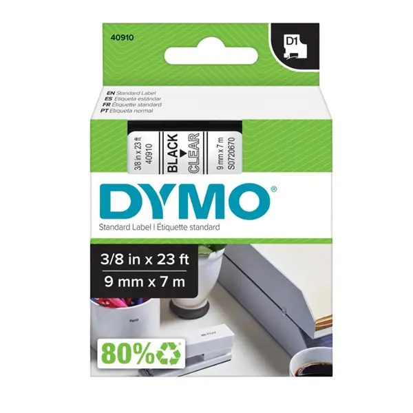 1x NASTRO DYMO TIPO D1 (9MMX7M) NERO/TRASPARENTE 409100