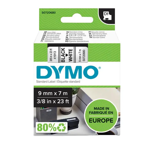 1x NASTRO DYMO TIPO D1 (9MMX7M) NERO/BIANCO 409130