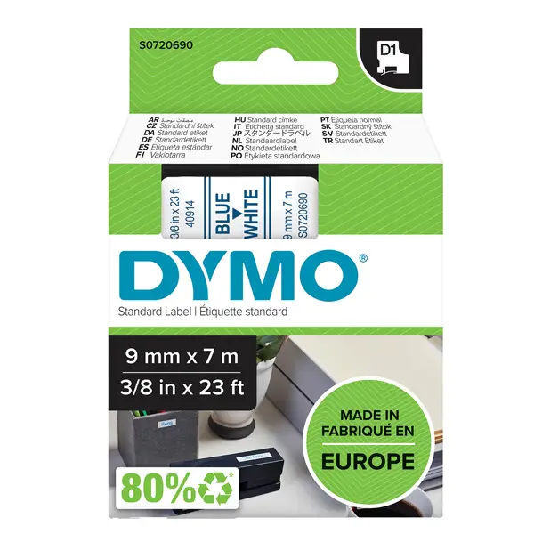 1x NASTRO DYMO TIPO D1 (9MMX7M) BLU/BIANCO 409140