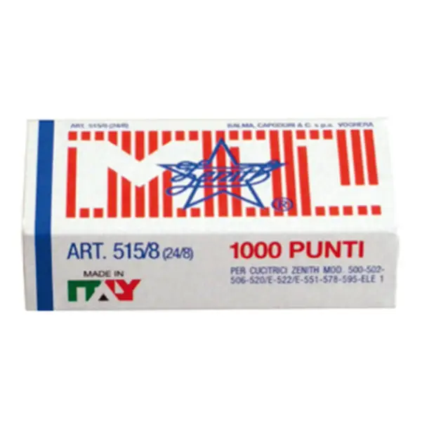 10x SCATOLA 1000 PUNTI ZENITH 515/8 (24/8) IN ACCIAIO NATURALE