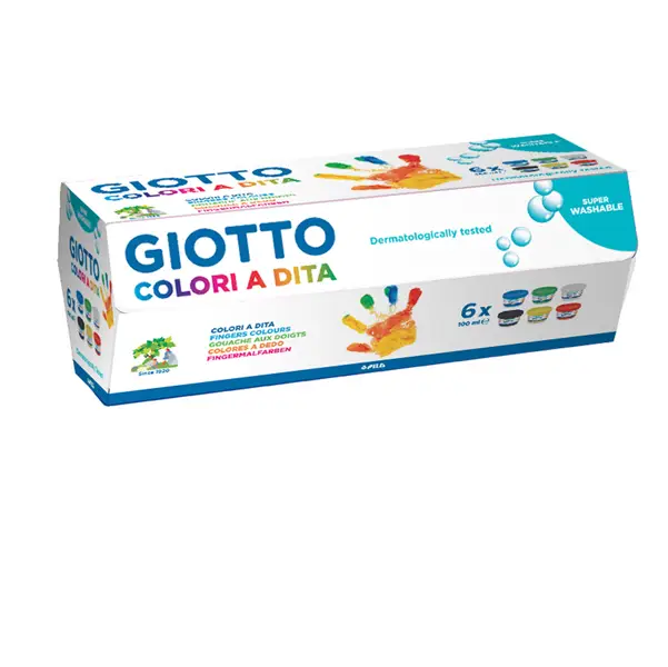1x BOX 6 BARATTOLI COLORI A DITA 100ML GIOTTO