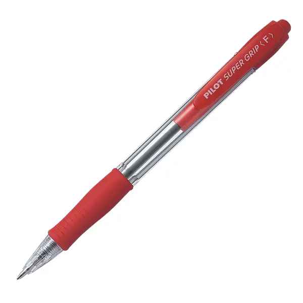12x PENNA SFERA SCATTO SUPER GRIP ROSSO FINE 0.7MM PILOT