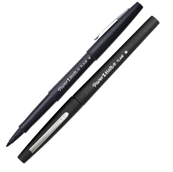 12x PENNARELLO FLAIR NYLON NERO PUNTA 1.1MM PAPERMATE