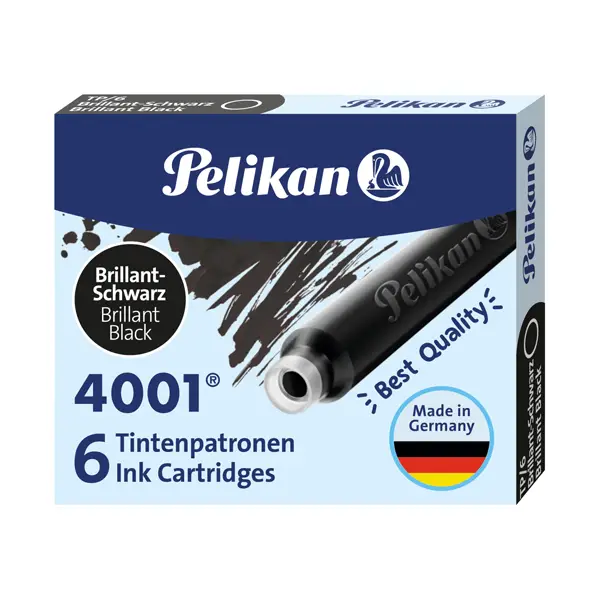 1x SCATOLA 6 CARTUCCE INCHIOSTRO TP/6 NERO PELIKAN 4001 (0ATM04)