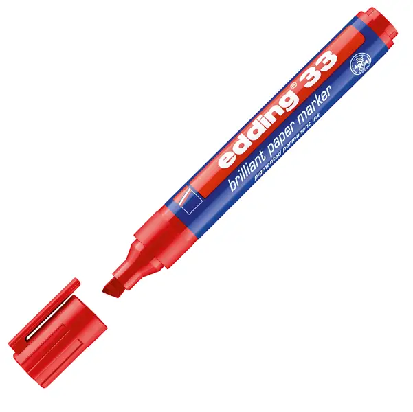 1x MARCATORE EDDING 33 PERMANENTE PUNTA SCALPELLO ROSSO