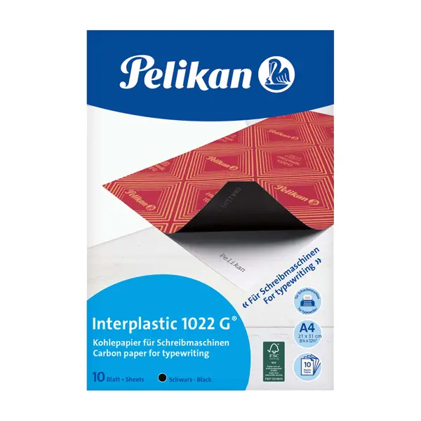 1x CARTA CARBONE NERO INTERPLASTIC 1022G 10FG 21X31CM PELIKAN