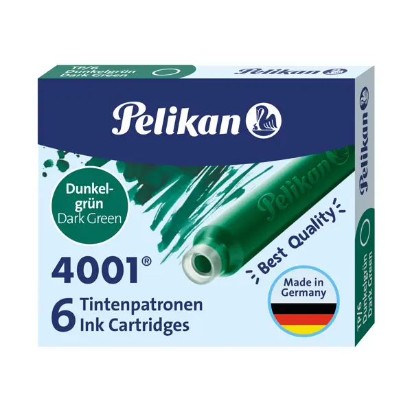 1x SCATOLA 6 CARTUCCE INCHIOSTRO TP/6 VERDE SCURO PELIKAN 4001