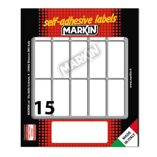 25x Etichetta adesiva bianca 46x20mm (10fogli x 15etichette) Markin