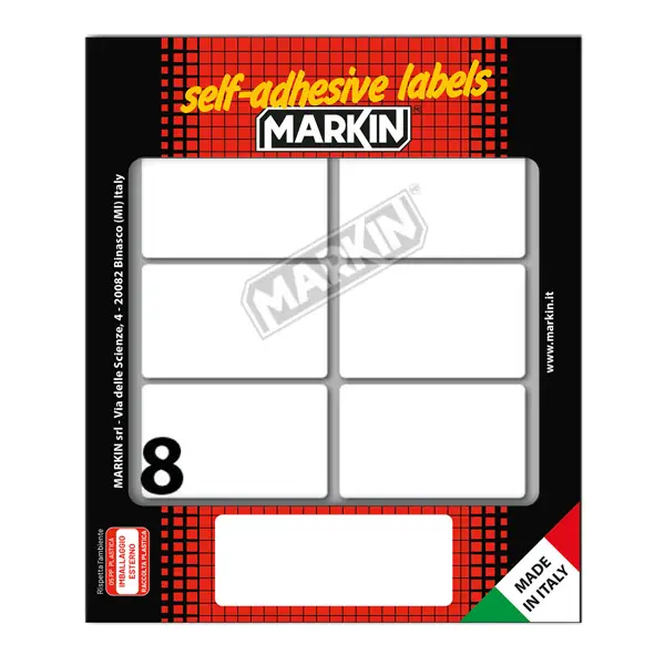 25x Etichetta adesiva bianca 56x34mm (10fogli x 8etichette) Markin
