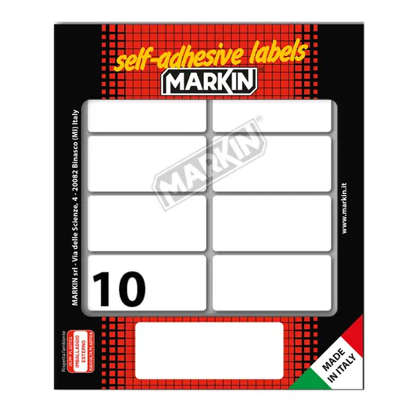 25x Etichetta adesiva bianca 58x27mm (10fogli x 10etichette) Markin