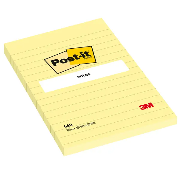 6x BLOCCO 100fg Post-itR Giallo Canary 102x152mm GIALLO A RIGHE 660